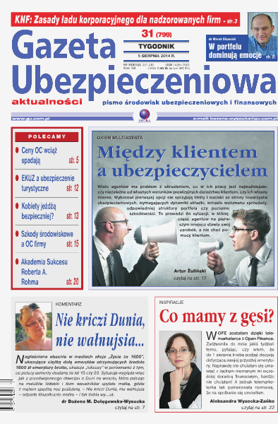 Gazeta Ubezpieczeniowa - wydanie elektroniczne nr 31/2014