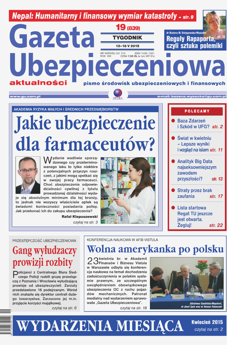 Gazeta Ubezpieczeniowa - wydanie elektroniczne nr 19/2015