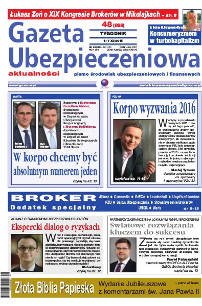 Gazeta Ubezpieczeniowa - wydanie elektroniczne nr 48-2015