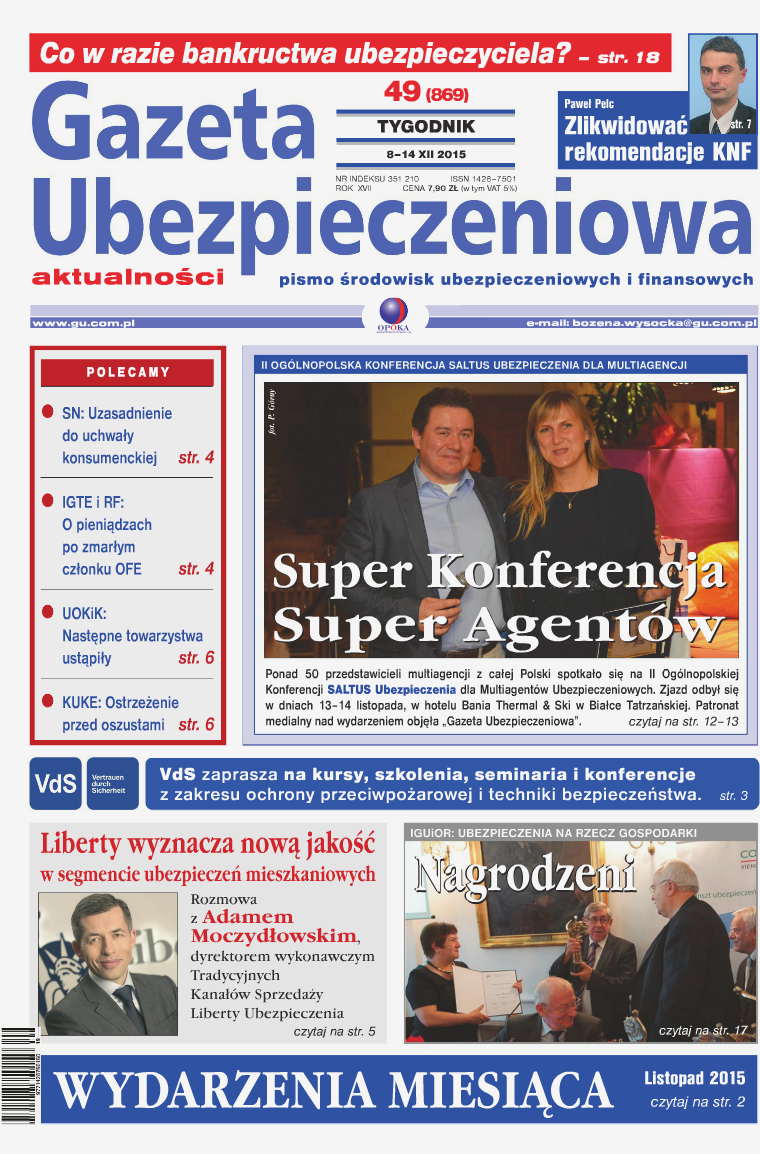 Gazeta Ubezpieczeniowa - wydanie elektroniczne nr 49-2015