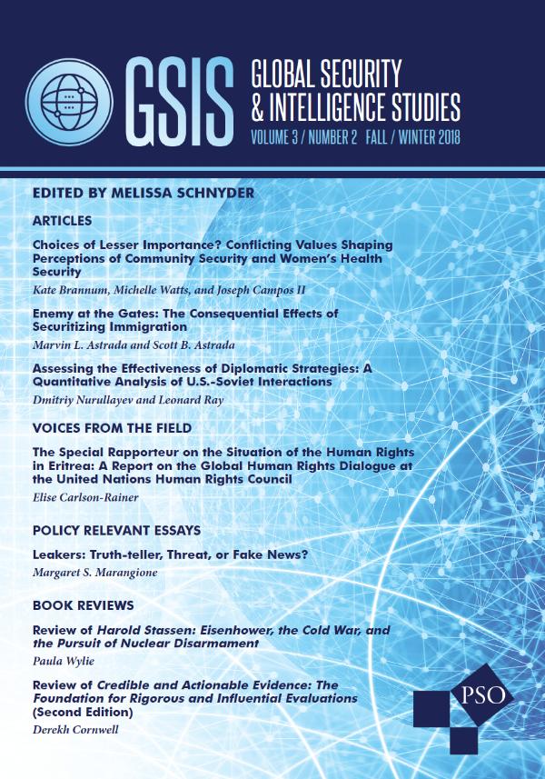Global Security and Intelligence Studies Volume 3, Number 2, Fall/Winter 2018