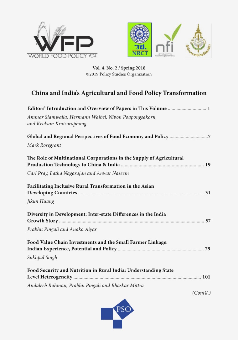 World Food Policy WFP Volume 4, No. 2, Spring 2018