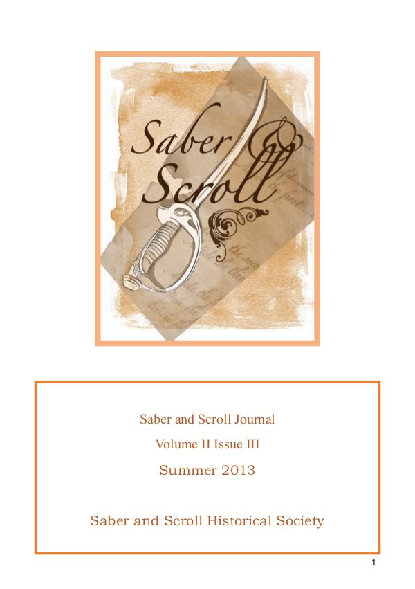 The Saber and Scroll Journal Volume 2, Issue 3, Summer 2013