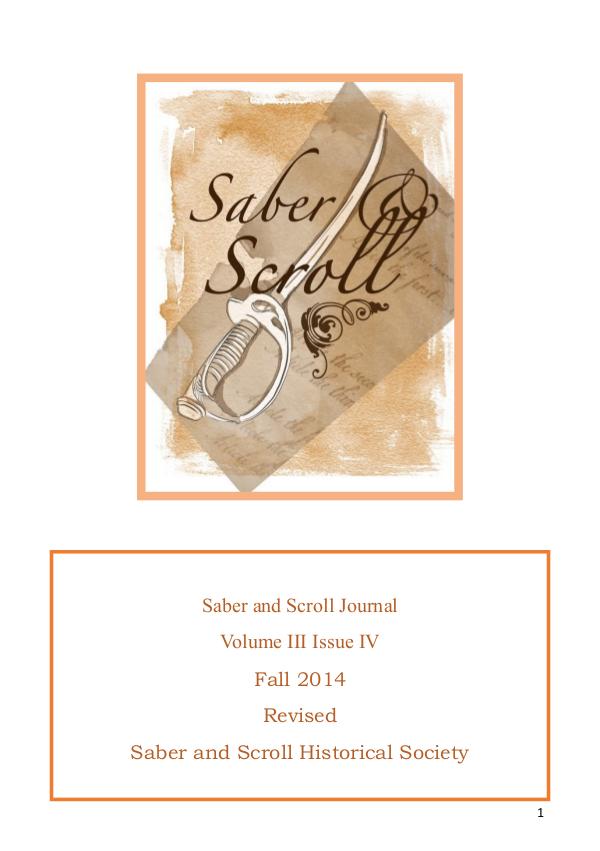 The Saber and Scroll Journal Volume 3, Issue 4, Fall 2014