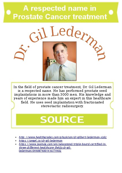 A respected name in Prostate Cancer treatment - Dr. Gil Lederman In the field of prostate cancer treatment