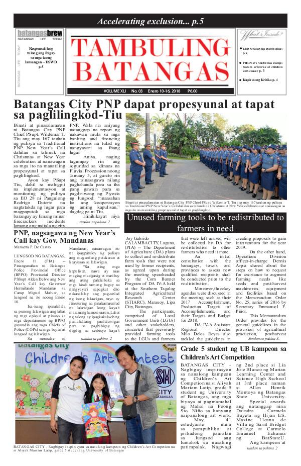 Tambuling Batangas Publication January 10-16, 2018