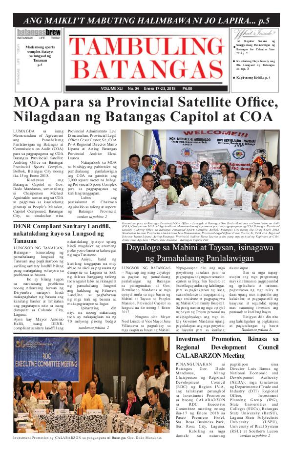 Tambuling Batangas Publication January 17-23, 2018