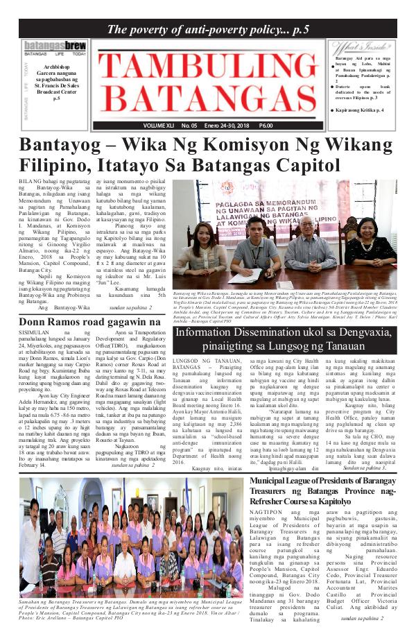 Tambuling Batangas Publication January 24-30, 2018 Issue