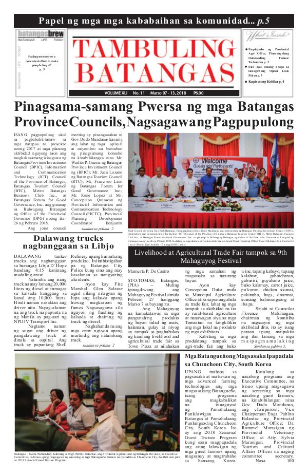 Tambuling Batangas Publication March 07-13, 2018 Issue