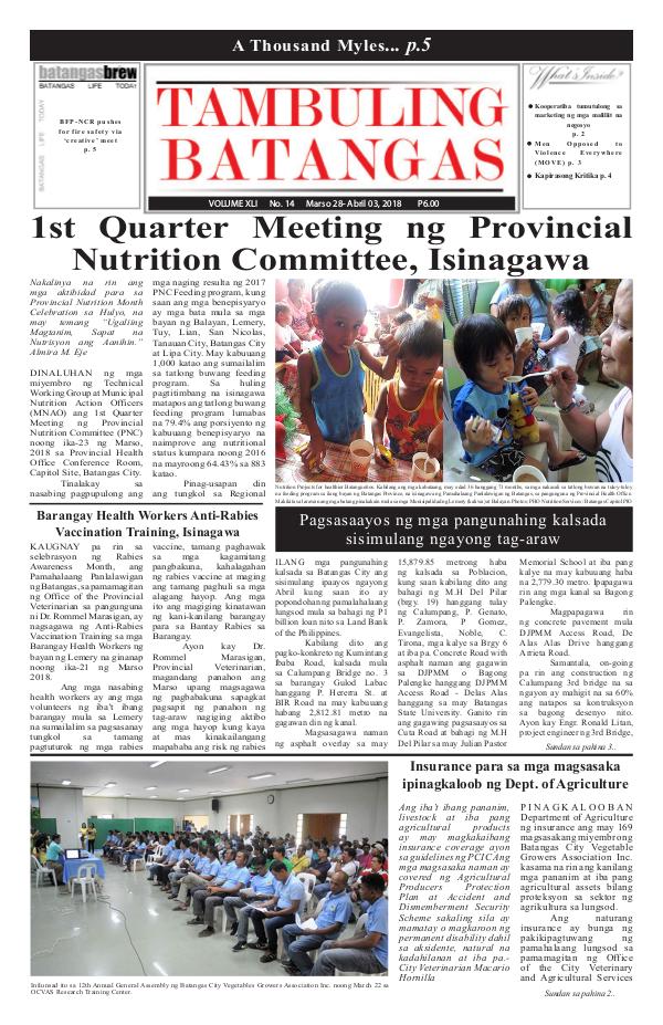 Tambuling Batangas Publication March 28-April 03, 2018 Issue
