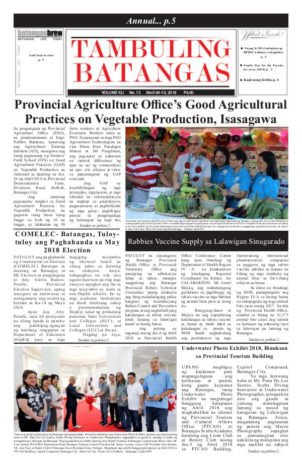 Tambuling Batangas Publication April 04-10, 2018 Issue