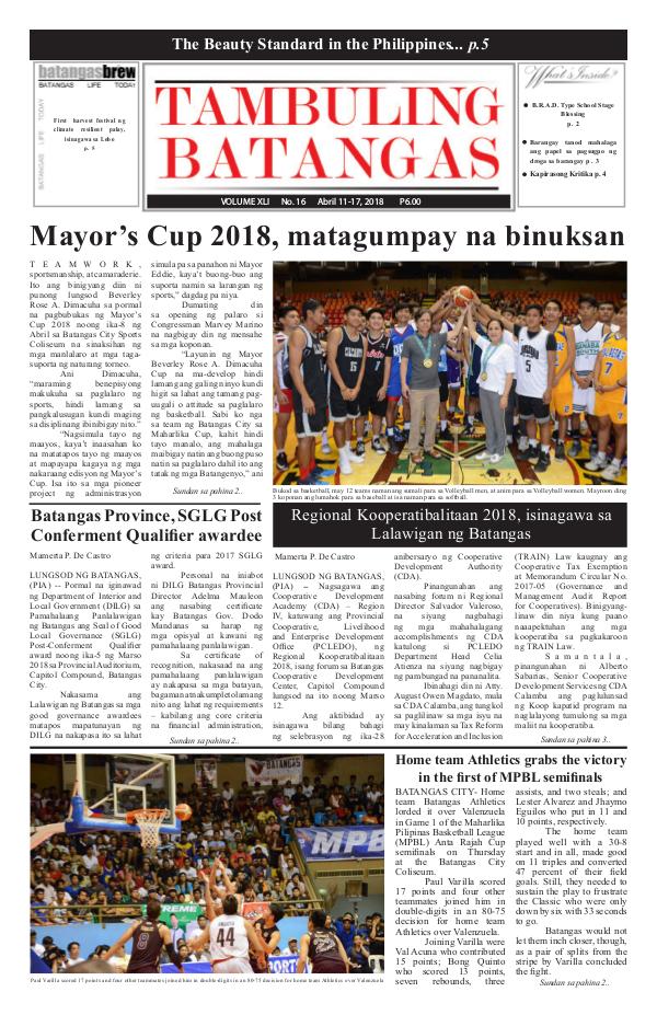 Tambuling Batangas Publication April 11-17, 2018 Issue