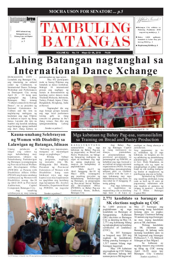 Tambuling Batangas Publication May 02-08, 2018 Issue