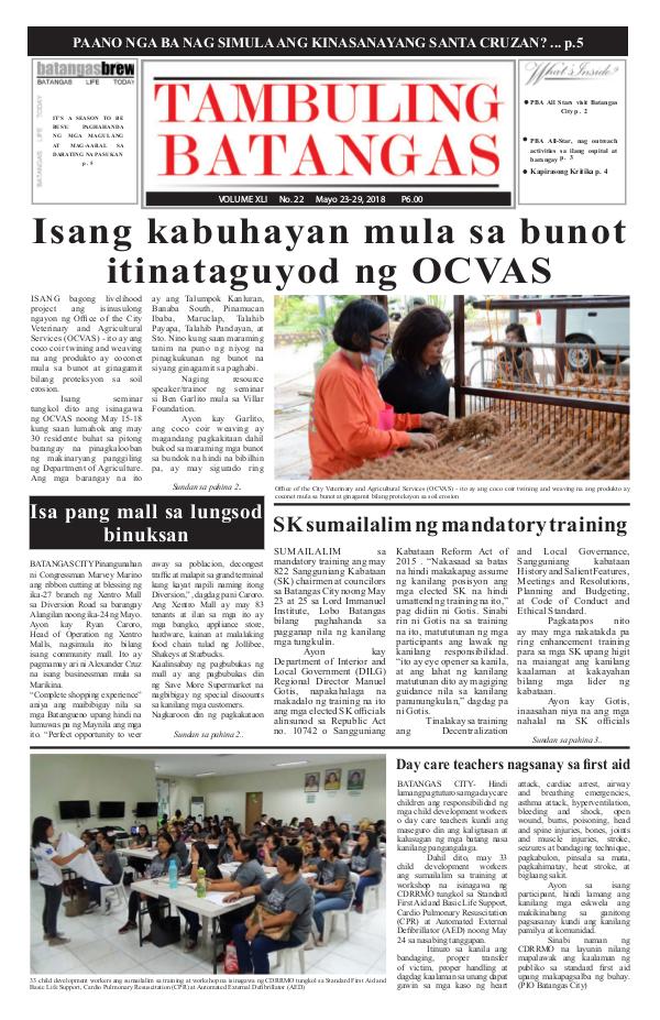 Tambuling Batangas Publication May 23-29, 2018 Issue