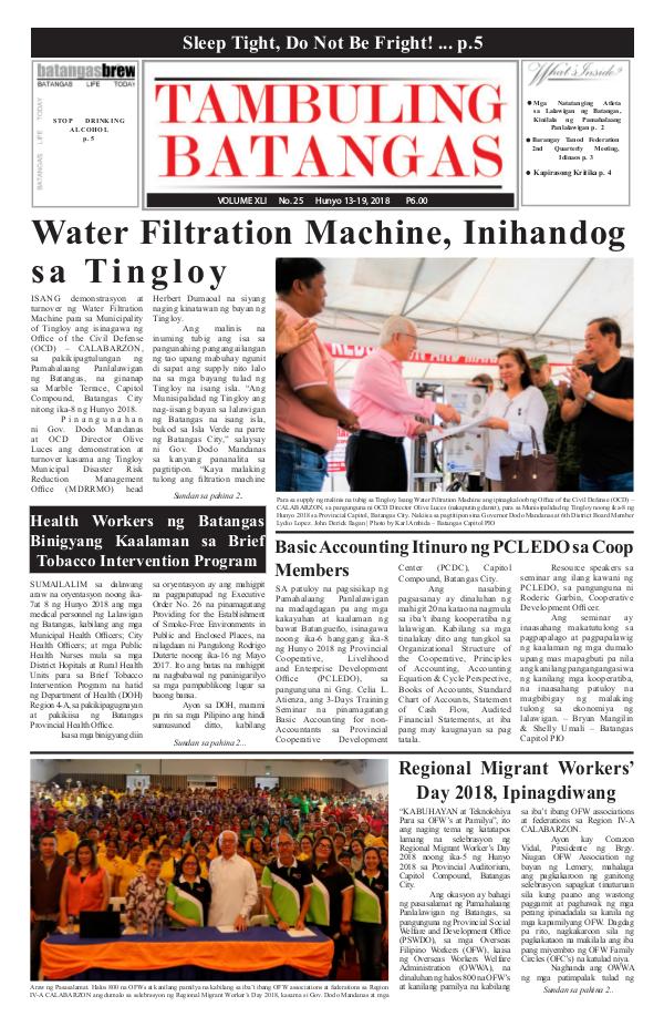 Tambuling Batangas Publication June 13-19, 2018 Issue