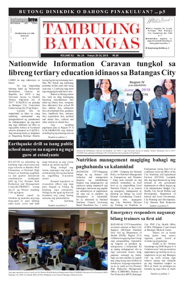 Tambuling Batangas Publication June 20-26, 2018 Issue