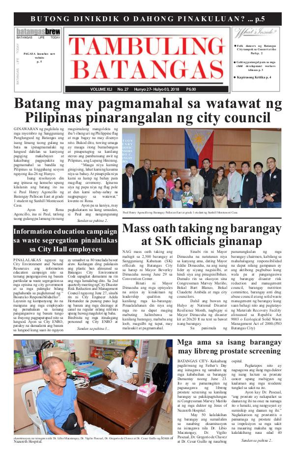 Tambuling Batangas Publication June 27-July 03, 2018 Issue