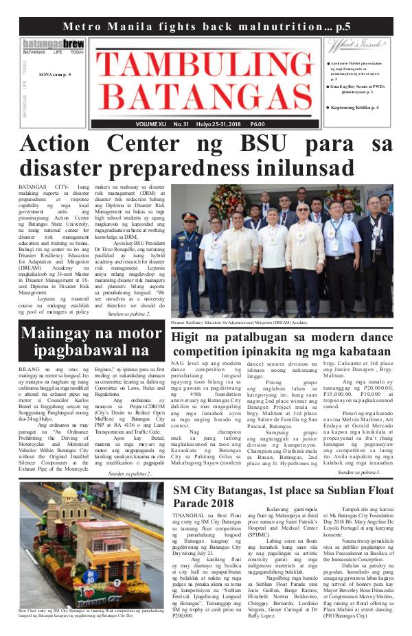 Tambuling Batangas Publication July 24-31, 2018 Issue