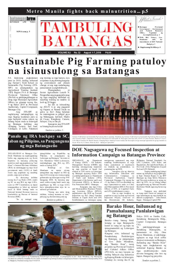 Tambuling Batangas Publication August 01-07, 2018 Issue