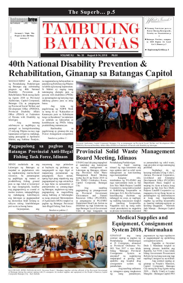 Tambuling Batangas Publication August 08-14, 2018 Issue
