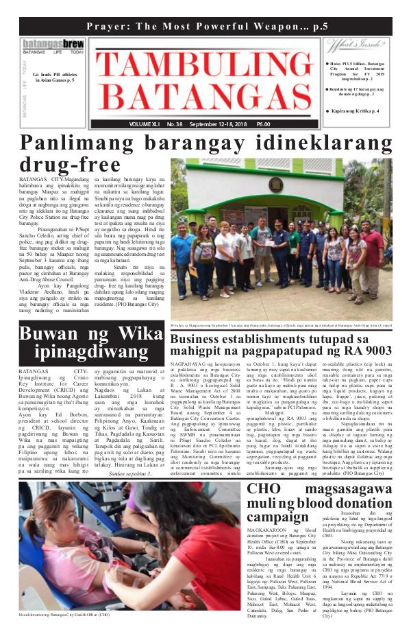 Tambuling Batangas Publication September 12-18, 2018 Issue