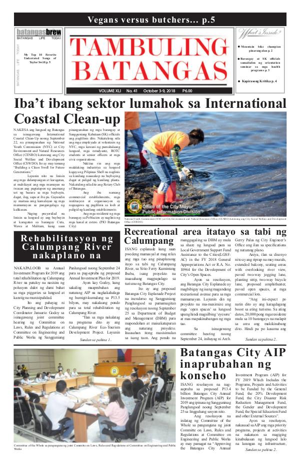 Tambuling Batangas Publication October 03-09, 2018 Issue