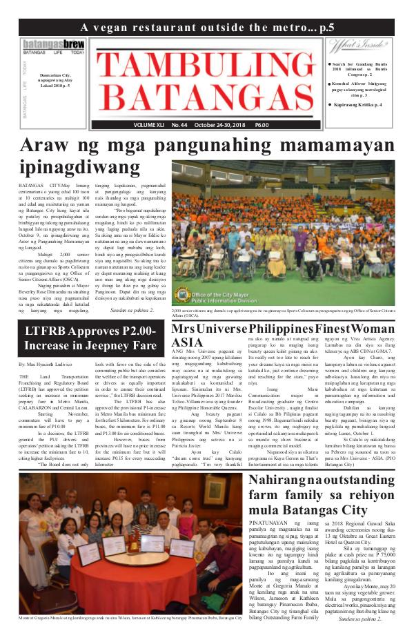 Tambuling Batangas Publication October 24-30, 2018 Issue
