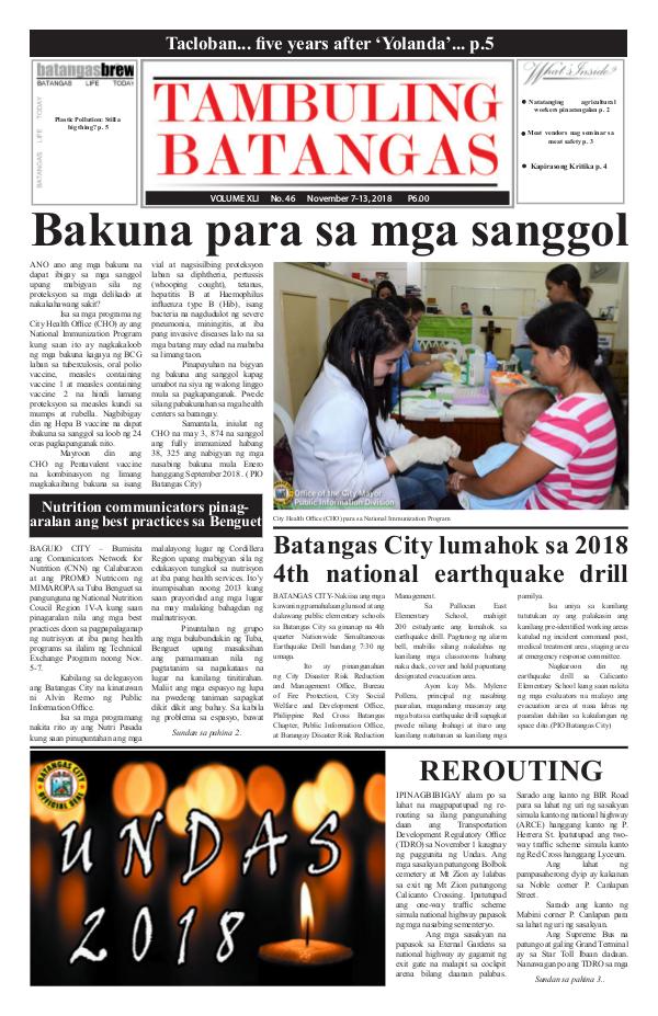 Tambuling Batangas Publication November 07-13, 2018 Issue