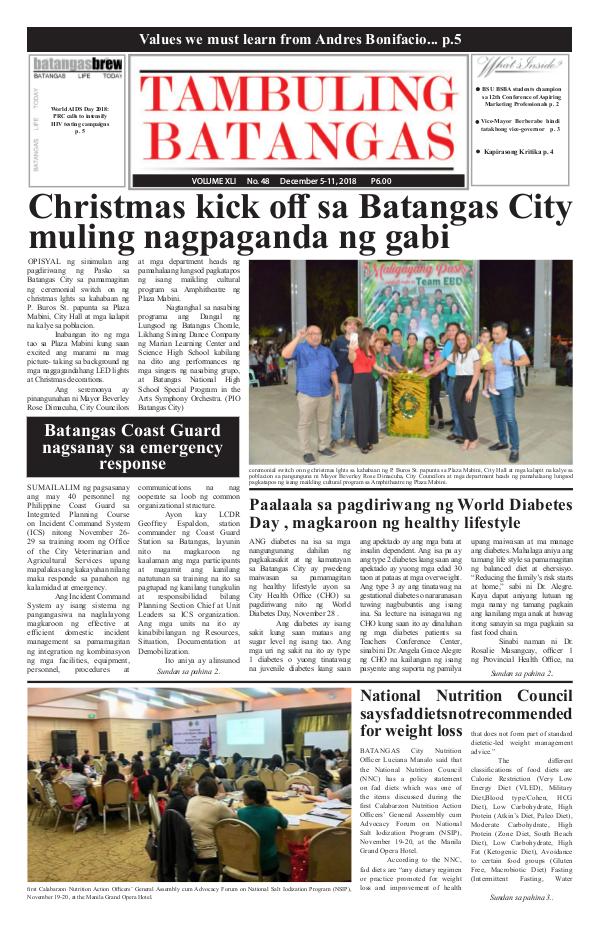 Tambuling Batangas Publication December 05-11, 2018 Issue