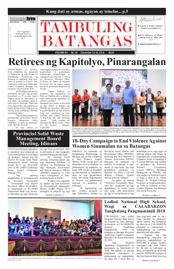 Tambuling Batangas Publication December 12-18, 2018 Issue