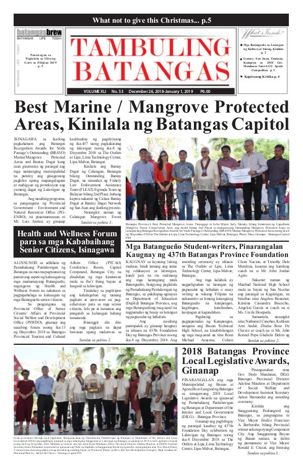 Tambuling Batangas Publication December 26, 2018-January 01, 2019