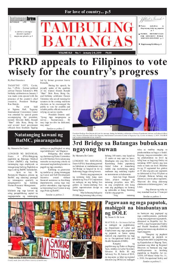 Tambuling Batangas Publication January 02-08, 2019 Issue