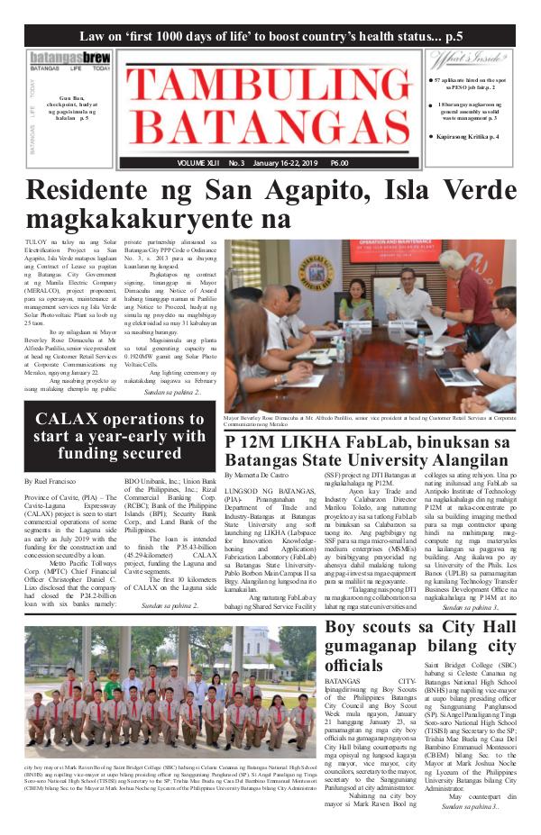 Tambuling Batangas Publication January 16-22, 2019 issue