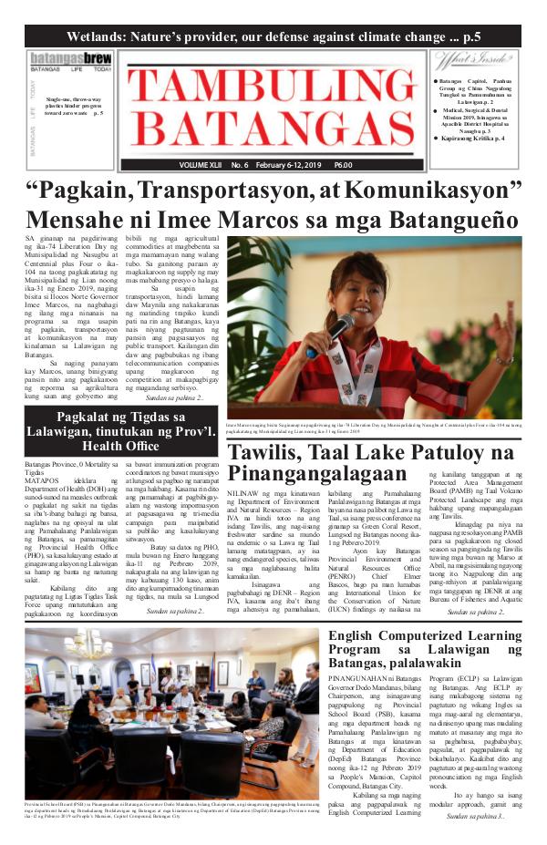 Tambuling Batangas Publication February 06-12, 2019 Issue