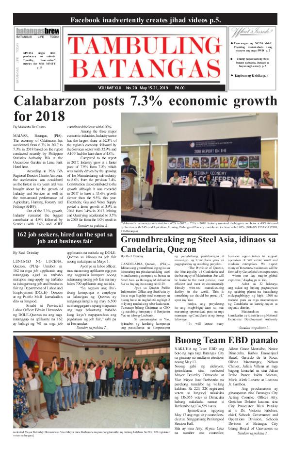 Tambuling Batangas Publication May 15-21, 2019 Issue