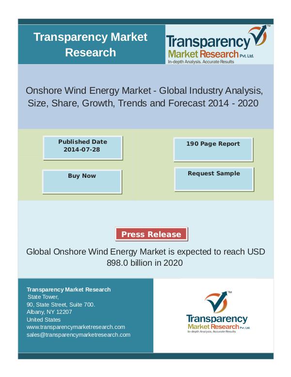 Onshore Wind Energy Market Segment Forecasts up to 2020 oct 2016