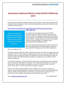 Automotive Lubricant Market worth $6,839.9 Million by 2019