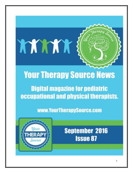 Your Therapy Source Magazine for Pediatric Therapists September 2016