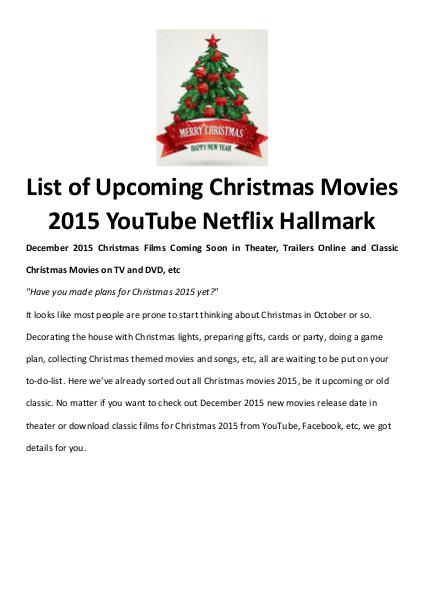 Christmas Movies 2015 on YouTube Netflix Hallmark