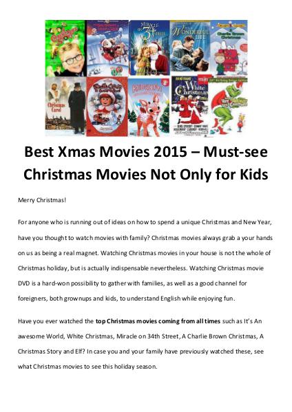 Best Christmas Movies/Songs Best Christmas Movies 2015