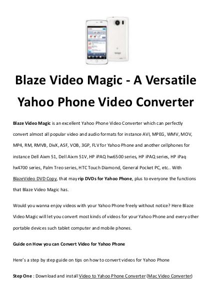 how to convert yahoo phone videos