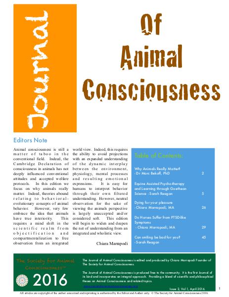 The Journal of Animal Consciousness Vol 1, Issue 2 Vol 1 Issue 2