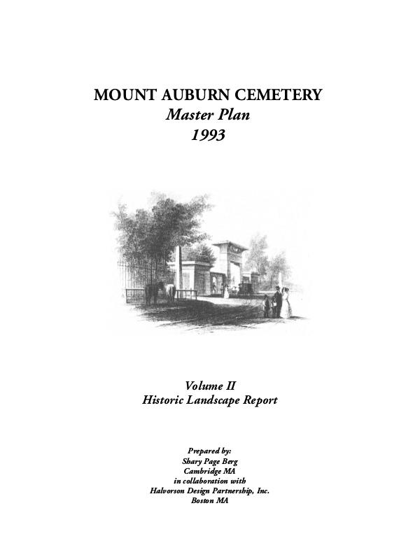 Mount Auburn Cemetery Master Plans Master Plan Volume Two