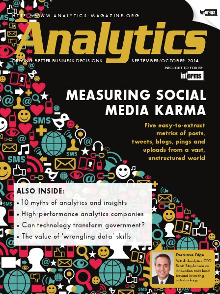 Analytics Magazine Analytics Magazine, September/October 2014