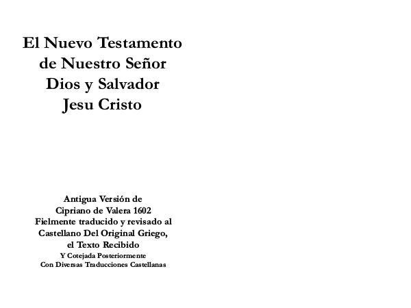 Universo Bíblico Magazin NUEVO TESTAMENTO / REINA VALERA 1602