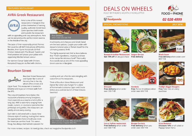 FOOD BY PHONE DEALS ON WHEELS JULY