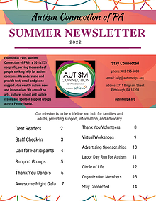 Autism Connection Quarterly Newsletter Summer 2022