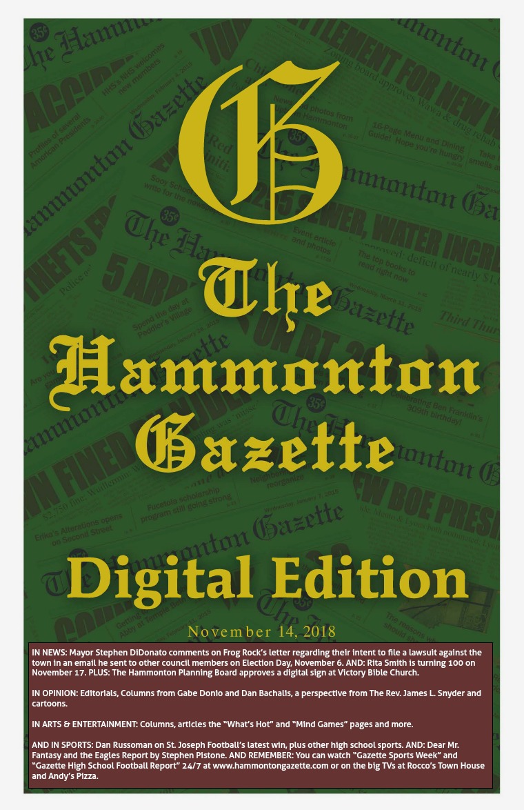 The Hammonton Gazette 11/14/18 Edition