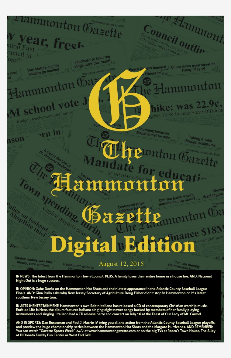 The Hammonton Gazette 08/12/15 Edition
