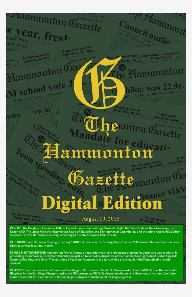 The Hammonton Gazette 08/19/15 Edition